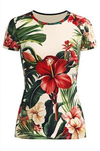 花卉印花短袖女士T恤
