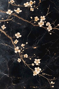 黑底金梅 雅致花卉纹理图