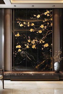中式金梅背景墙 典雅大气