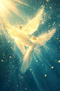 双天使于光芒中展翅飞翔