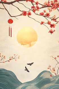 春日山河景 花鸟伴月归