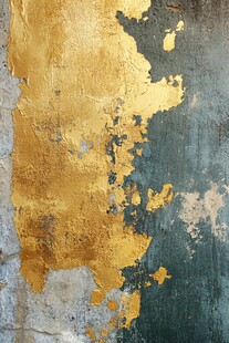 斑驳金漆墙面纹理特写