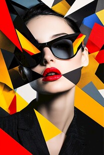 几何时尚美女与个性墨镜