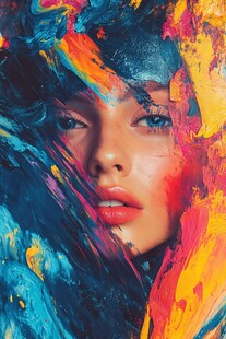 彩绘面庞的魅力女性