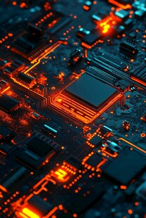 炫酷电路板上的芯片特写