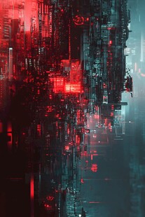 赛博朋克风的未来城市景观