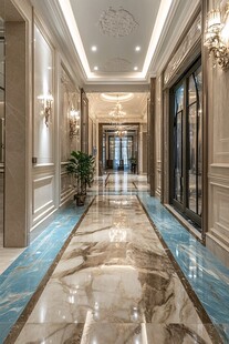 豪华大理石装饰的优雅走廊