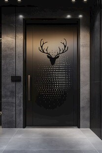 个性鹿头图案入户金属门