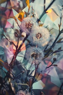 梦幻蒲公英与几何光影世界