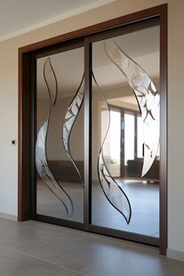 时尚雕花玻璃推拉门