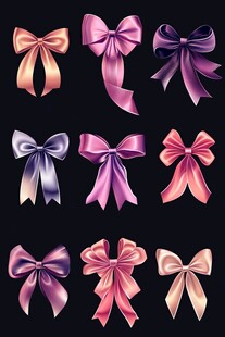 多彩丝带蝴蝶结设计素材