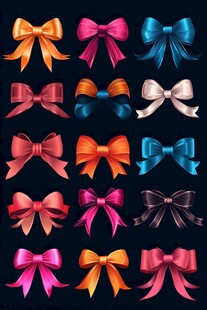 多彩蝴蝶结装饰图案集合