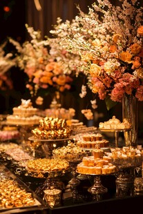 浪漫花卉主题精致甜品台