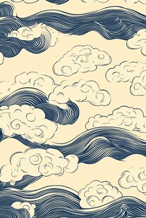 中式云浪图案纹理背景
