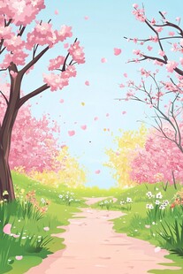 春日樱花小径浪漫美景