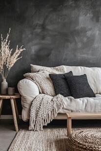 简约北欧风客厅沙发一角