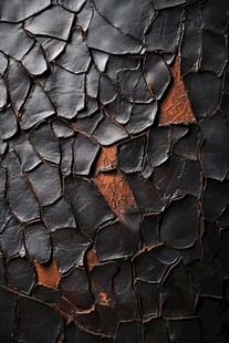 龟裂的黑色皮革纹理