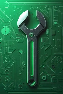 科技风扳手置于电路板上