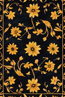 黑金花卉图案地毯设计图
