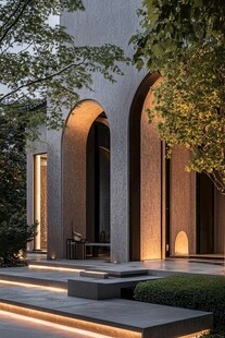 现代拱形建筑与户外景观