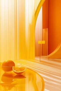 明亮橙调室内的清新景致