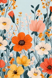 缤纷花卉插画 尽显自然之美