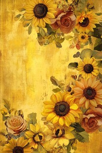 金色花卉边框装饰画