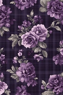 紫色花卉格子图案纹理
