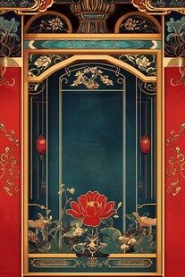 中式古典华丽门饰图案