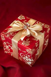 红底精美花纹礼品盒