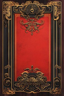 中式红底黑金古典装饰框
