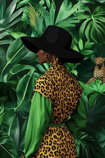 豹纹女郎与丛林中的猎豹