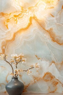 大理石背景前的雅致花瓶