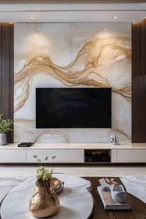 奢华大理石电视背景墙设计