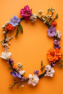 多彩鲜花编织的精美花环