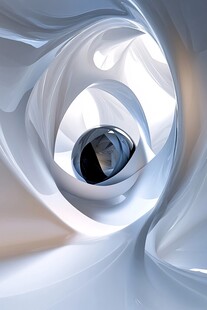 白色漩涡中的神秘黑球