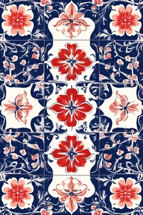 复古花卉几何瓷砖图案