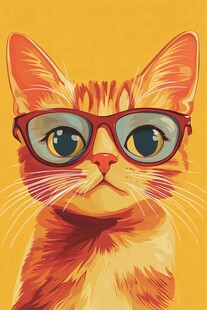 戴眼镜的俏皮橘猫