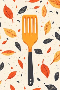 秋季厨房铲具插画