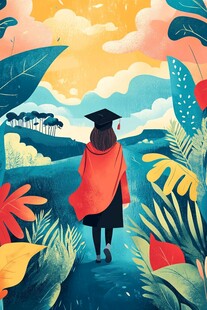 毕业女孩迈向多彩新旅程