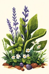 薰衣草与雏菊的清新小景