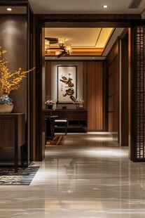 中式典雅玄关室内装饰场景