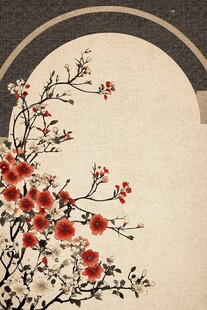 中式繁花拱门典雅背景图