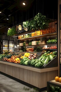 超市果蔬区的新鲜陈列