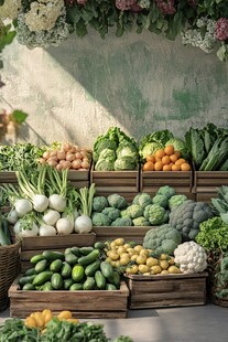 多彩新鲜蔬菜陈列展示