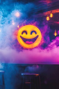 酒吧笑脸霓虹装饰超吸睛