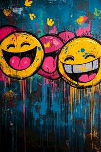 笑脸涂鸦 街头艺术的欢乐表达