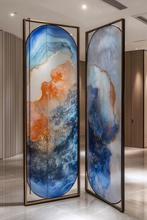 艺术玻璃屏风 独特中式装饰