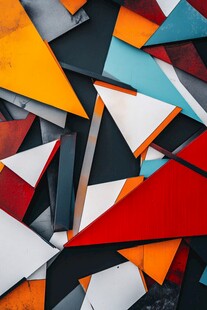 多彩几何碎片抽象艺术画面