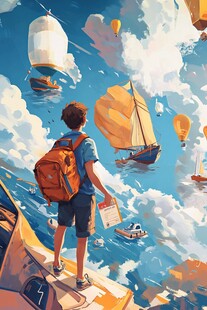 少年逐梦云端航海之景
